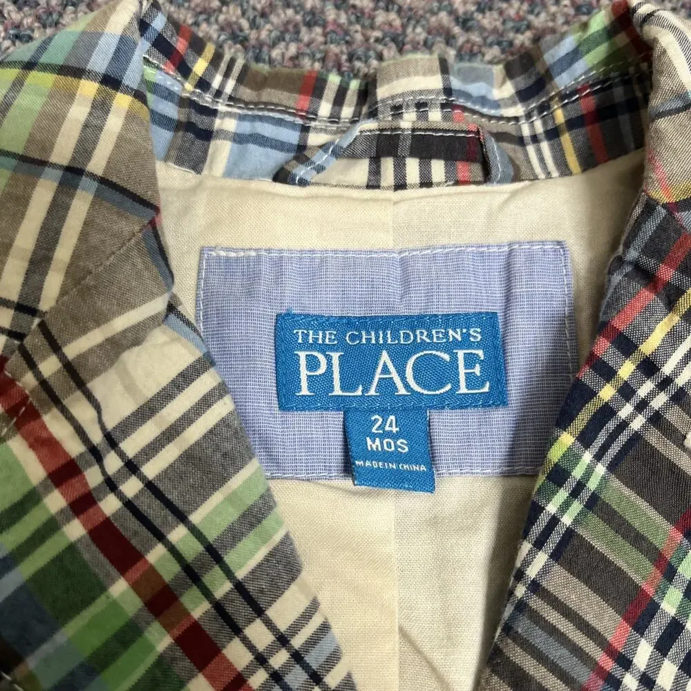 The Children's Place Boys Patchwork Madras Blazer Size 24 months